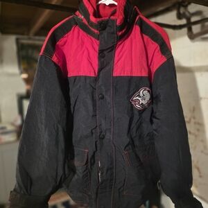 Vintage Buffalo Sabres Champion Red Quilted Jacket with Logo Patch